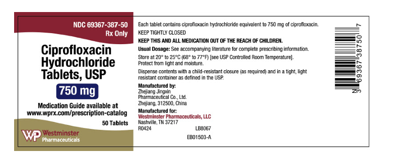 Ciprofloxacin USP 750 mg 50 tabs